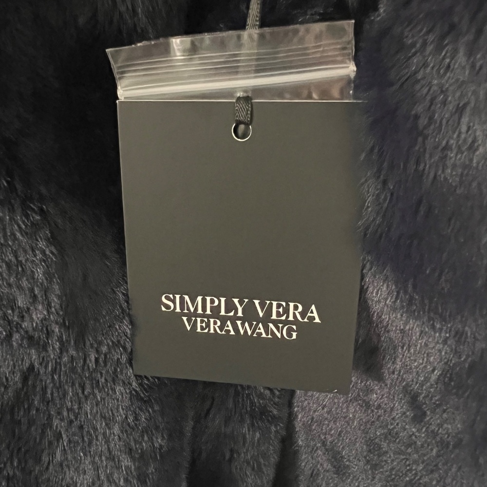 NWT Women's Simply Vera Vera Wang Blue Faux Fur Coat Size XL - Picture 10 of 15